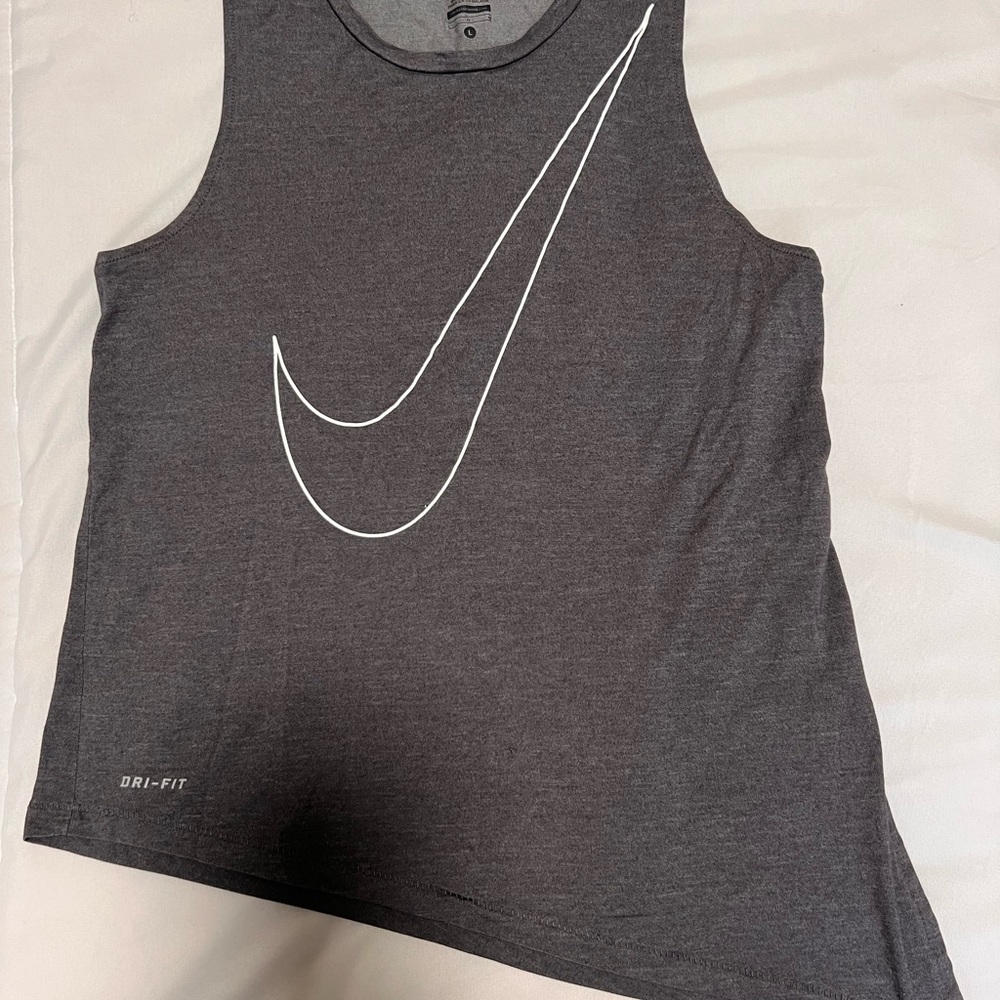 Nike Gray Asymmetrical Crop Tank Top